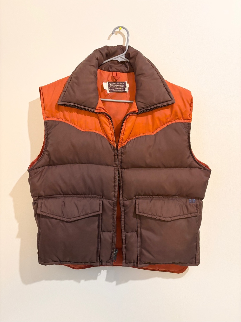 Vintage Ski Daddle Brown & Orange Puffer Vest